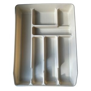 Vintage Rubbermaid 0521 Utensil Tray 7 Slots Beige Silverware Tan Organizer Vtg